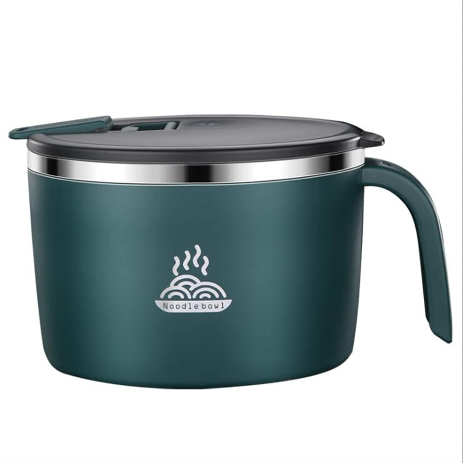 JUNMIN Stainless steel instant noodle bowl student lunch box insulated Japanese-style tableware ramen bowl with lid (free tableware) (Color : Blue, Size : 15.5x11cm)