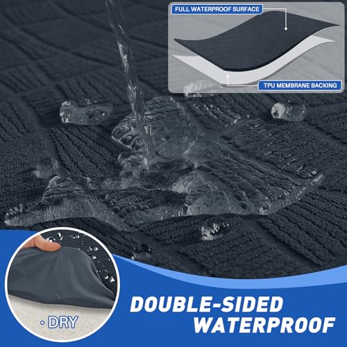 Miniatura 4 de Ystyle Funda Asiento Sofa, Funda Cojin Sofa Ajustable, Impermeable Funda Sofa Cojin Separado, Fundas De Cojín Elástico, Fundas De Asientos Sofá 1 Asiento 2 1 Chaise Longue, Gris Oscuro