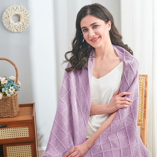 inhand Knitted Throw Blanket for Couch and Bed, Soft Living Room Home Decor Knitted Blanket with Tassel, Outdoor Lightweight Breathable Summer Blanket, Farmhouse Warm Woven Decorative, 50"x60"