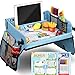COOLJOY Plateau de Voyage pour Enfant, Plateau Voiture S'appuyant sur un Tableau de Peinture Lavable, Jouet Multifonctionnel, Plateau Amovible