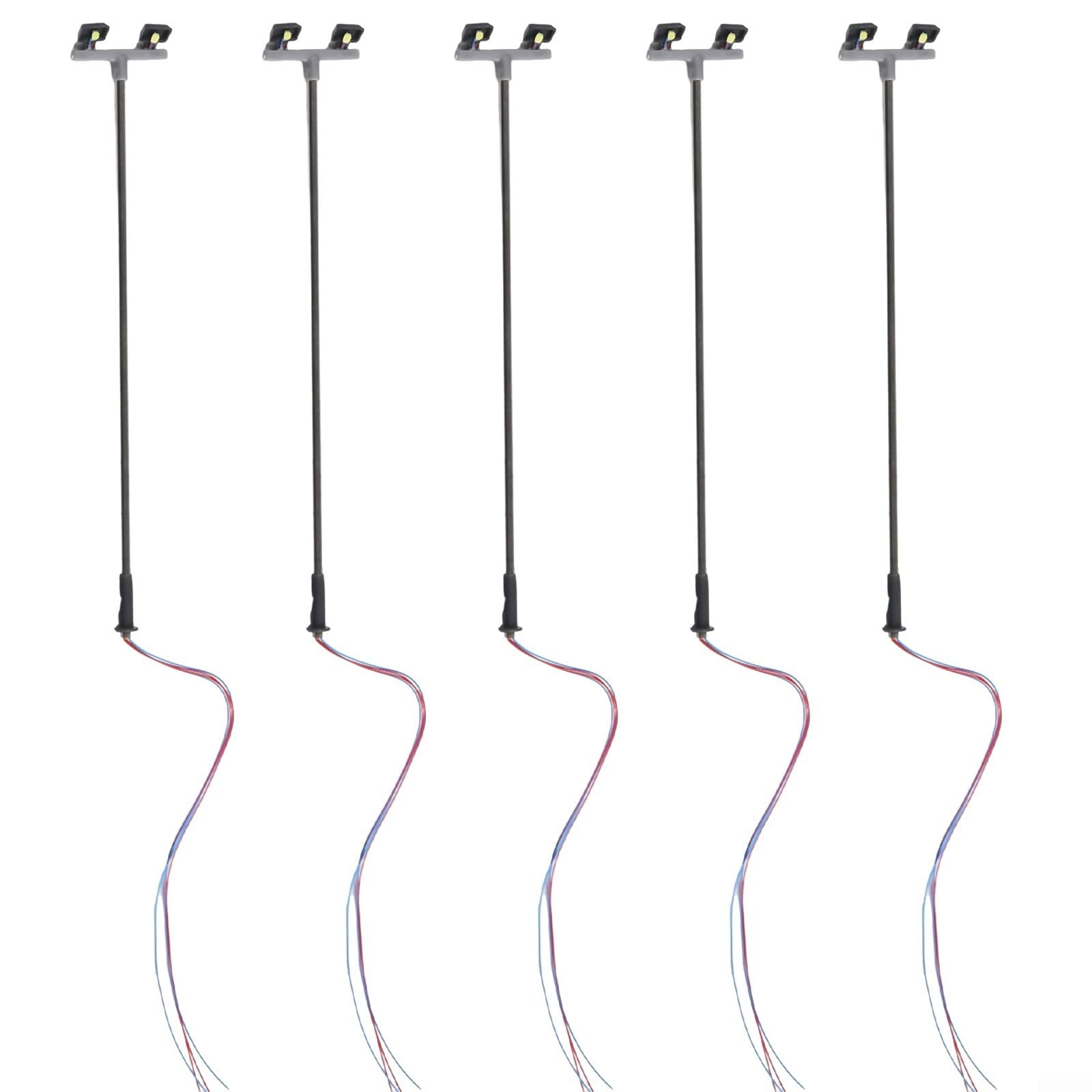 Ehlivhall 5Pcs Twin LED Model Railway Yard Lights for OO 00 Guage Flood Light Perfect for Scenery and Street Layouts