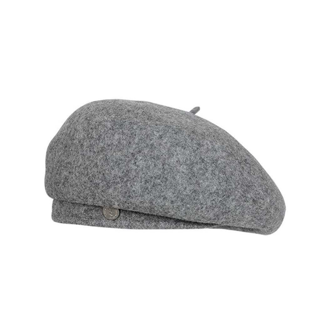 Zhqflc Women's Gray Wool Beret Hat, French Berets Artist Painter Classic Solid Wool Beret Hat Autumn Winter Fashion Warm Wool Beanie Cap (Gray)