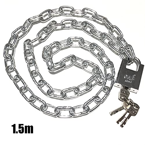 Image of Keyed Padlocks Steel Heavy Chain Lock, Waterproof and Rustproof Bicycle Anti-Theft Lock, 0.5m-5m (Size : 1.5m)