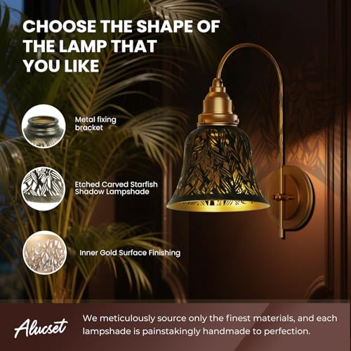 Image of Lampshade, ALUCSET Ceiling Fan Light Covers Set of 4, Metal Replacement Light Globe Shades for Pendant Fixtures, Chandeliers, Wall Sconces, Table Lamps, 2-1 /8 inch Fitter Size, 5-1 /8 inch high x 6 inch Diameter