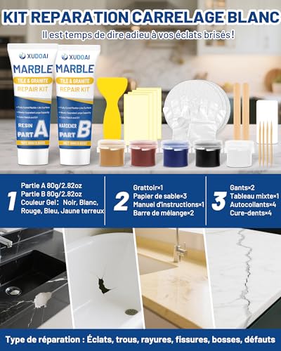 Kit de Réparation pour Marbre et Granit (Couleurs Assortie) 160g – vue 6