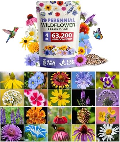 HOME GROWN Wildflower Seeds Bulk 4 oz 63,200+ Seeds 19 Varieties ...