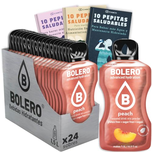 24 x Bebida Bolero MELOCOTON Hidratante Sin Azucar (24x9 grs) + 30 Pepitas Saludables para una vida más sana by Cia&Co