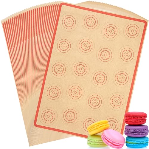 Mimorou 150 Pcs Disposable Macaron Cookie Parchment Paper Sheets Template, Precut Printed Parchment Baking Paper, Non Stick Macaron Mat for Baking Unbleached