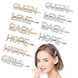 HARAVAL 10 Pieces Words Letter Hair Pins, Glitter Rhinestone Hair Clips Bobby Pins Bling Crystal Letter Barrettes Hair Accessories for Women Wedding, Prom, Party