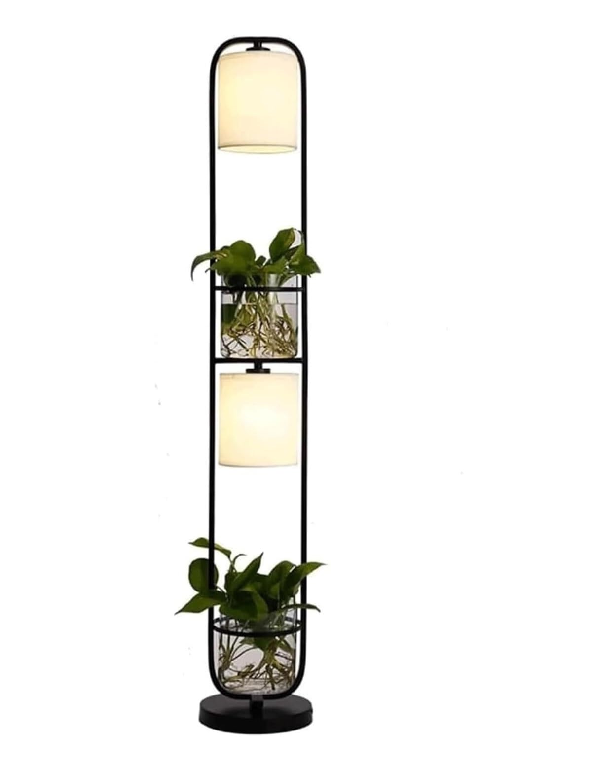 Lampara de Piso Lámpara de Pie Lámpara De Pie De Hierro, Lámpara De Poste Alto Con 2 Pantallas De Lino, Luz De Suelo, Planta Hidropónica, Decoración De Terrario, Lámpara De Pie Lampara de Pie Lámpara