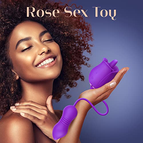 Image of Rose Sex Toys with Thrusting Dildo Vibrator - MOOLIGIRL Clitoral G Spot Stimulator for Women with 9 Tongue Licking & 9 Thrusting, Nipple Anal Adult Sex Toys & Games for Female Couple