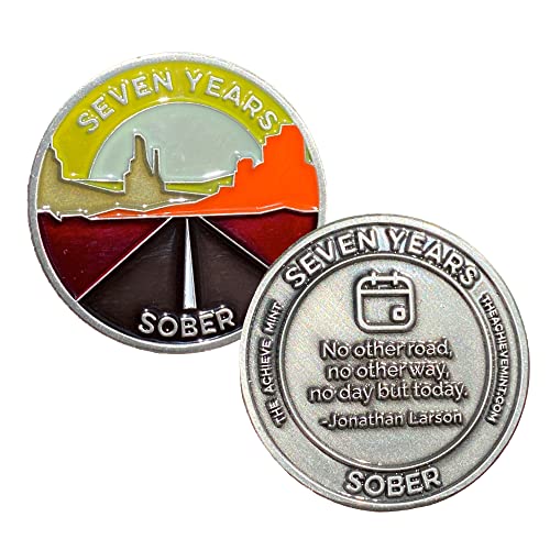 Image of The Achieve Mint 7 Years Sober Token | Seven Years Sober Chip | Non-AA Gift, Non-Religious Medallion for Women and Men Celebrating Sobriety