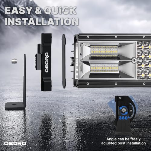 Image of OEDRO 22 Inch LED Light Bar 520W 36400LM Quad-Row with Wiring Harness | Spot Flood Combo Led Work Lights IP68 Grade Off Road Light 12V 24V Fit for Jeep Pickup SUV 4WD 4X4 ATV UTE Truck Tractor