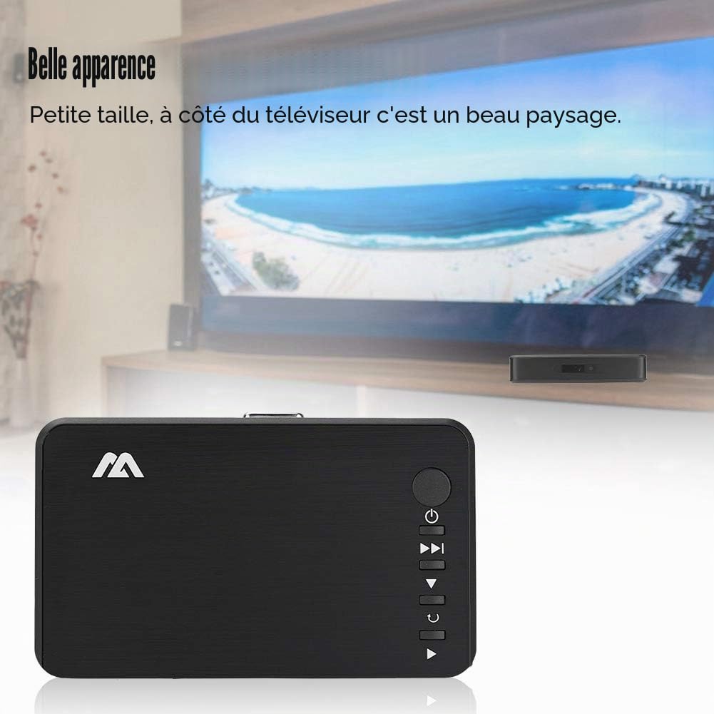 ASHATA Lecteur vidéo HD 1080P - Lecteur vidéo HD - Lecteur multimédia avec télécommande Infrarouge - Prise en de la clé USB, Disque Dur Mobile, Carte SD, Disque Dur Mobile de 2,5" (3,5")