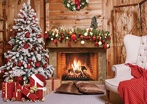 LTLYH 2,1 x 1,5 m Winter Weihnachten Foto Hintergrund Weihnachten Rustikal Kamin Holz Haus Dekoration Hintergrund Baby Kinder Party Dekorationen Portrait Kuchen Tisch Banner Foto Studio Requisiten 111 – Bild 4