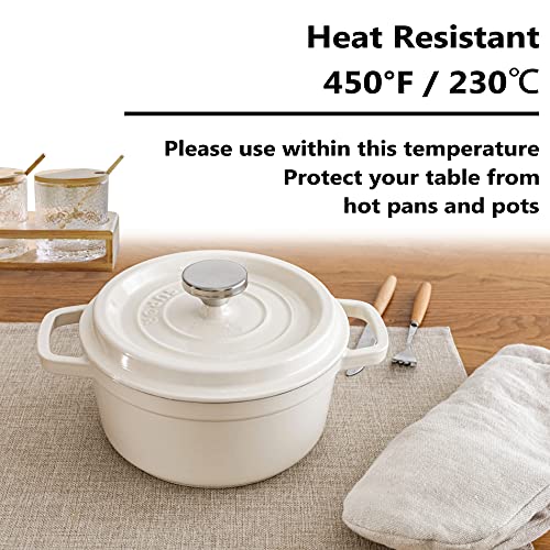 Placemats By Home Brilliant Set Of 4 Heat Resistant Dining Table Place Mats Cloth Placemats Kitchen Table Mats Indoor Outdoor Placemat, Light Linen #TOP4