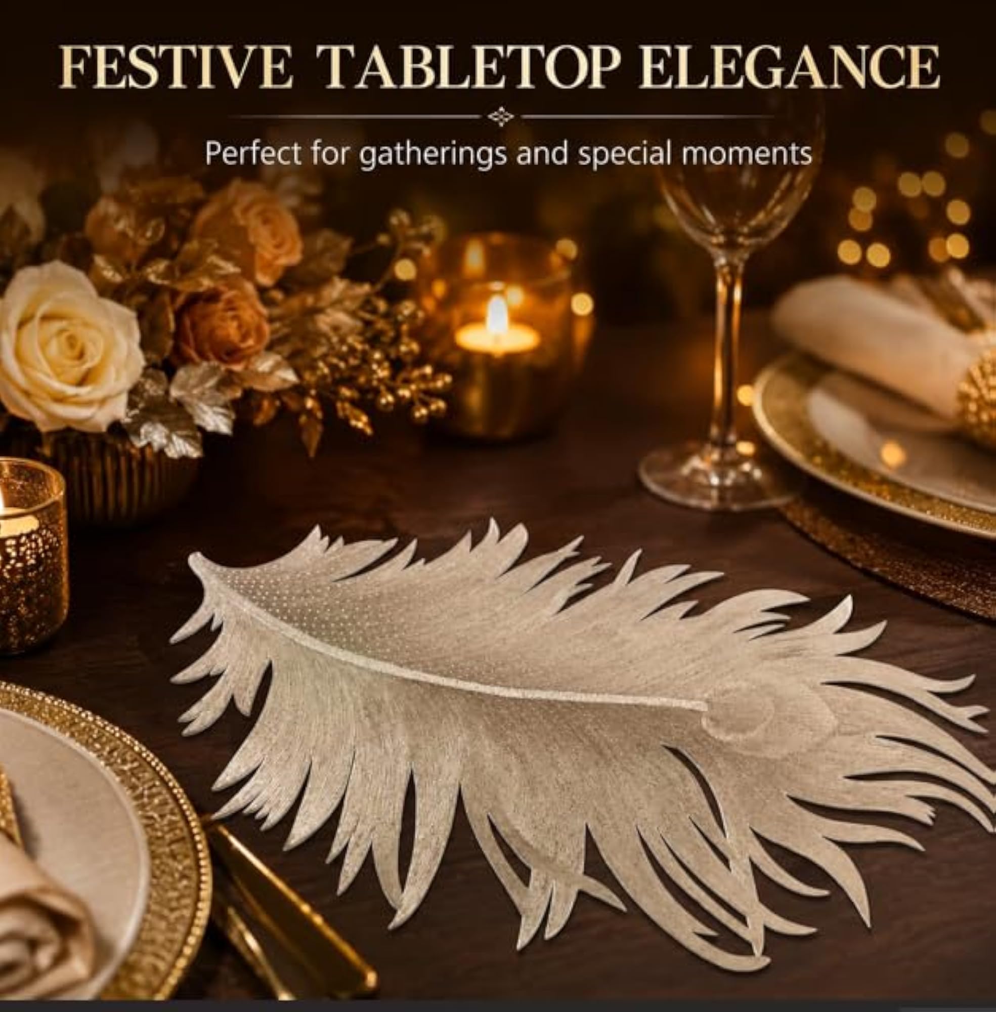 Designer Table Mat Set, Feather Shape Placemats