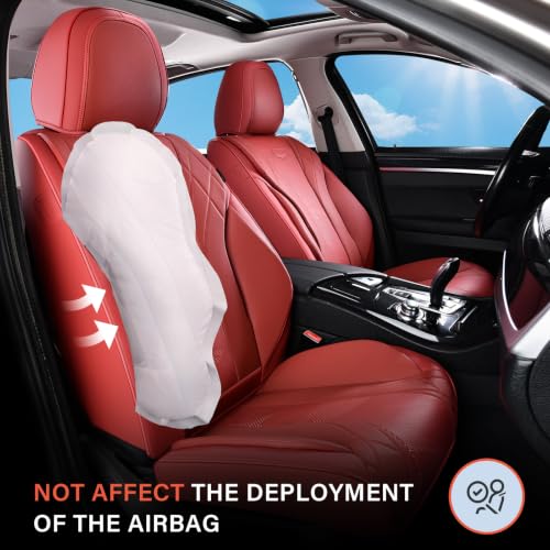 Image of Coverado Front Seat Covers, Universal Seat Covers Front Seats, 2 Pack Breathable Automotive Seat Covers for Most Cars SUV Trucks (Front,Red)