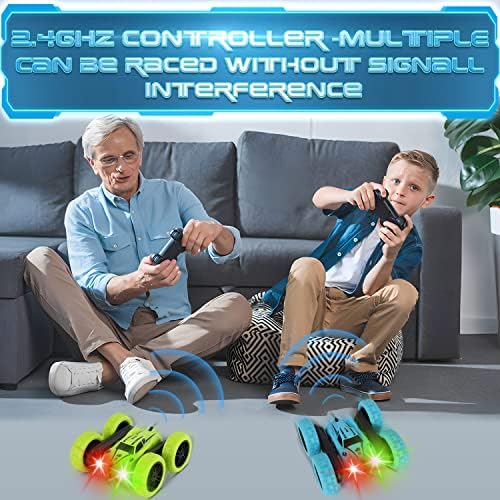 CYM Remote Control Cars, RC Stunt Car, 4WD 2.4 Ghz Remote Control Car with LED Light, 360°Double Side Flips RC Car for 3 4 5 6 7 Year Old Boy Kids Girl