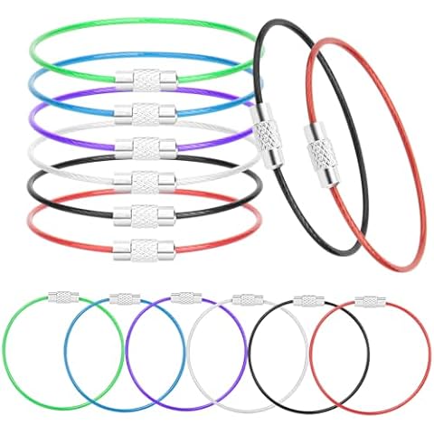 30 Pack Stainless Steel Wire Ring 2mm Wire Keychain Cable Large Key Rings 6 Inch Key Chain for Hanging Luggage Tags, Key Tags, Keyrings and Tag Keepers - Multicolor Cover