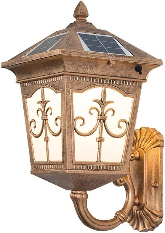 Applique murale d'extérieur pour clôture solaire étanche IP55 avec lanterne rétro en aluminium