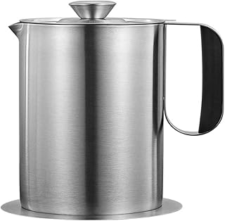 HTSSM Pojemnik na olej z boczkiem kuchennym, pojemnik na olej ze stali nierdzewnej, separator i ochraniacz do smażenia oleju spożywczego, 1000 ml