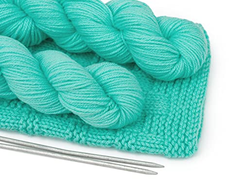 Image of Wool Blend Pastel Color Acrylic Hand Knitting Yarn (Electric Aqua Blue) (Hanks-300gms)
