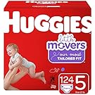 Huggies Little Movers Baby Diapers, Size 5, 124 Ct, One Month Supply