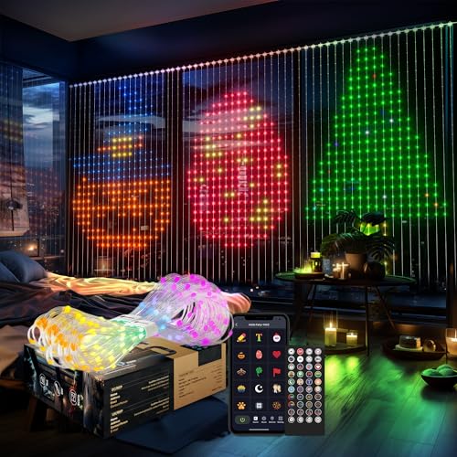 540LEDs WiFi Smart Curtain Lights, 5 x 6.9ft Color Changing Christmas String Lights, Dynamic DIY for Bedroom Indoor Outdoor, IP65 Waterproof