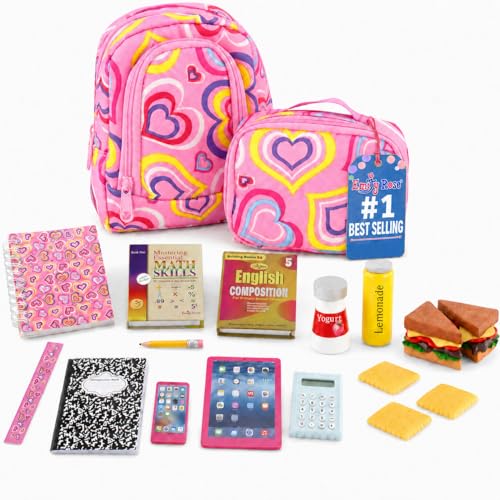 Emily Rose Doll Lunch Essentials Playset - Miniature Pretend Play Lunch Box & School Accessories for 18 Inch Dolls - Age 3+ - Compatible with American Girl Dolls