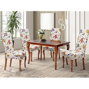 Chair Covers Set of 4 Stretch Xmas Kitchen Chair Cover Removable Washable Holiday Parsons Chair Slipcovers for Dining Room Christmas Decoration Ceremony Universal Size