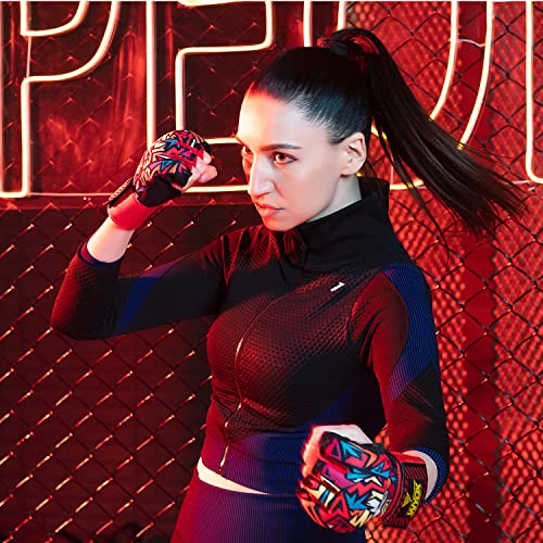 Hand Wraps Boxing Inner Gloves - Gel Elasticated Padded Bandages Under Mitts Long Wrist Support For Mma Muay Thai Kickboxing Martial Arts Training | Fist Protector (Passionate Picasso, S/M) #TOP2