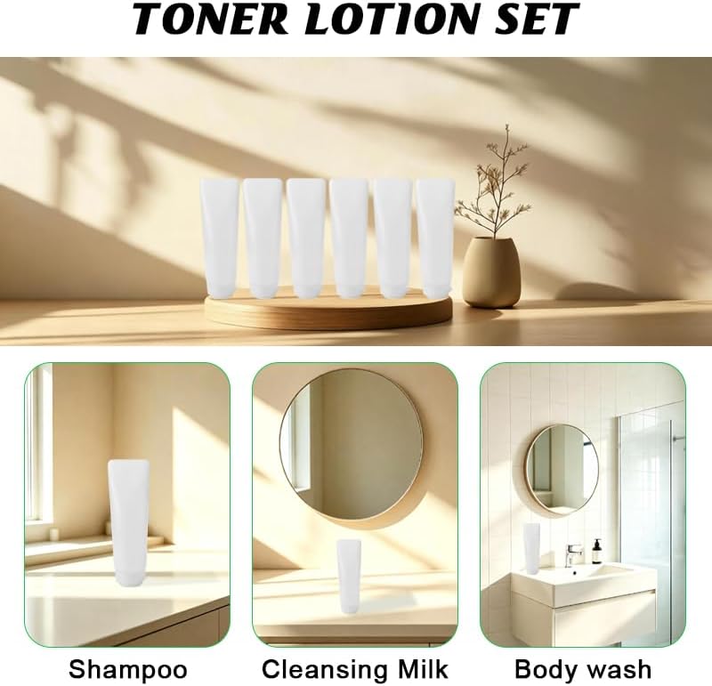 5 Pcs Travel Bottles, Empty Refillable Toothpaste Tubes Containers with Pump Dispensers, Small Mini Squeeze Bottles for Toiletries, Lotion, Shampoo, Cosmetics & Skin Care (30ml) image 4