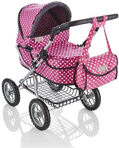 Molly Dolly Dolls Pram - Toy Pram With Adjustable Handle Height - Doll Pram For Girls Age 3-7 Years