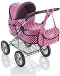 Molly Dolly Dolls Pram - Toy Pram With Adjustable Handle Height For 3-6 Year Old Girls - Baby Doll Pram For Girls Age 2 +