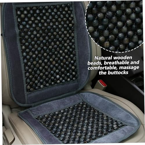 Funda de asiento de coche con cuentas de madera, cojín transpirable y protector de coche gris 4