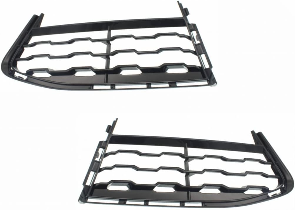 For BMW 740e 2017 Bumper Cover Grille Driver and Passenger Side | Pair | Front | Bright Black | PMMA Plastic | w/M-Package | BM1038183, BM1039183 | 191275302750, 51118061125, 51118092160