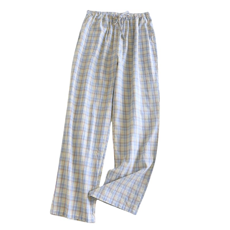 Womens Pajama Pants Cotton Gingham Lounge PJ Pants Soft Plaid Pajama Bottoms with Drawstring Waistband