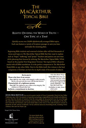 Thomas Nelson 021110 The Macarthur Topical Bible: A Comprehensive Guide To Every Major Topic Found In The Bible thumb #1