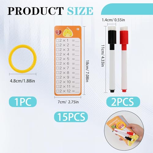 1x1 Lernkarten Für Kinder–Einmaleins Spiel Zum Rechnen Lernen Für Vorschulkinder Und Erstklässler, 15 Wiederverwendbare Blätter, Zum Schulanfang Ab 5 Jahren, Tragbar Und Unterhaltsam