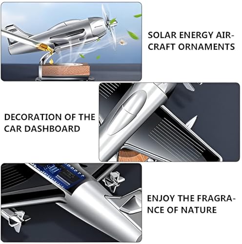 Image of Lakshiv Solar Powered Airplane Car Air Freshener, 360 Rotating Propeller Dashboard Perfume Diffuser, Aircraft Aromatherapy Ornament,Auto Interior Decoration with Fragrance Refill,Gift for Car Lovers