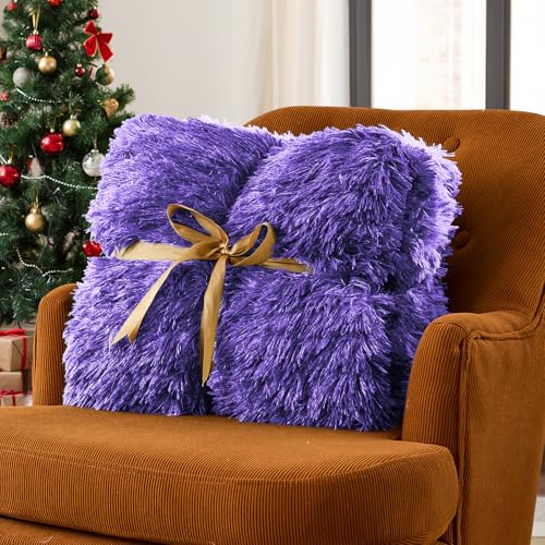 Image of yescool Weighted Blanket for Adults (15 lbs, 60 inch x 80 inch, Misty Purple) Heavy Blanket for Sleeping Perfect for 140-160 lbs, Queen Size Faux Fur Blanket with Premium Glass Bead, Machine Washable