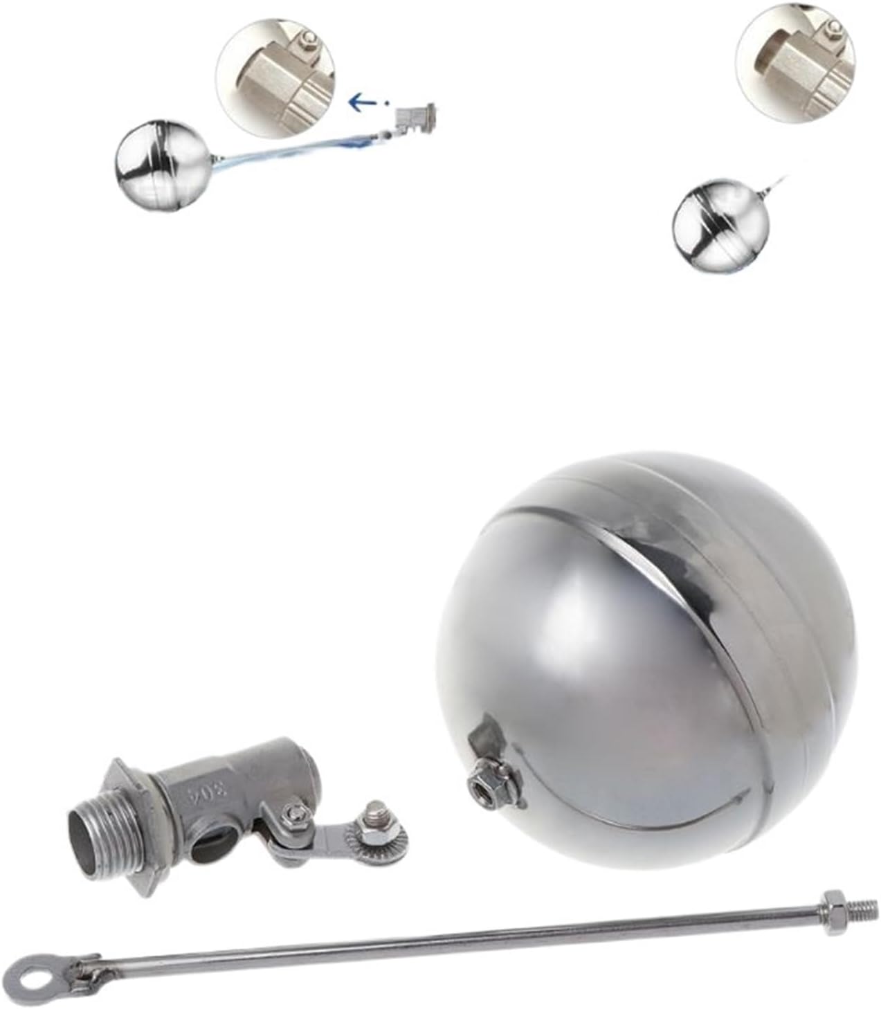 1pcs DN15 Male Thread Water Tank Ball Stainless Steel Flow Control Float Sensor Valve