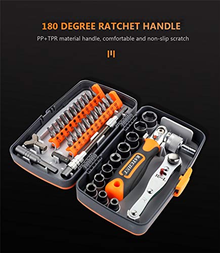 Ratelschroevendraaier 38 in 1 Set Precisie Schroef Bits Universele Spanner Rotatie Handvat Huishoudelijke DIY Reparatie Handgereedschap Kits - Afbeelding 5