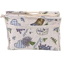 Knitting Needle Storage Bag, Exquisite Wood Handle Woven Fabric Storage Bag Travel Yarn Storage Tote Organizer Yarn Storage Crochet Bag for Knitting Needles Sewing Tools Blue Flower