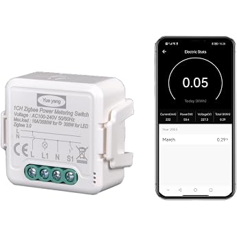 Yueyang 16A Zigbee Switch with Power Consumption Meter Relay Power Measurement Smart Control App Smart Life On/Off Control Compatible with Alexa Echo and Google Home 3680W Relay