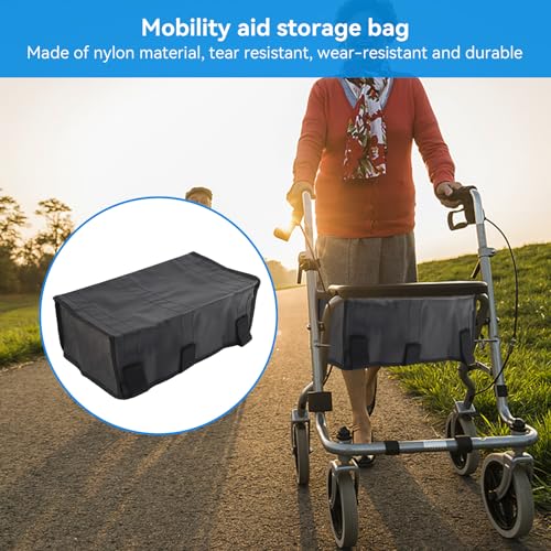 Rollator-Tasche unter dem Sitz, großer Stoff, faltbar, Rollator-Aufbewahrungskorb für Rollatoren, Organizer-Aufsatz für Bücher, Einkäufe und den Transport wichtiger Dinge, 39 x 23 x 15 cm