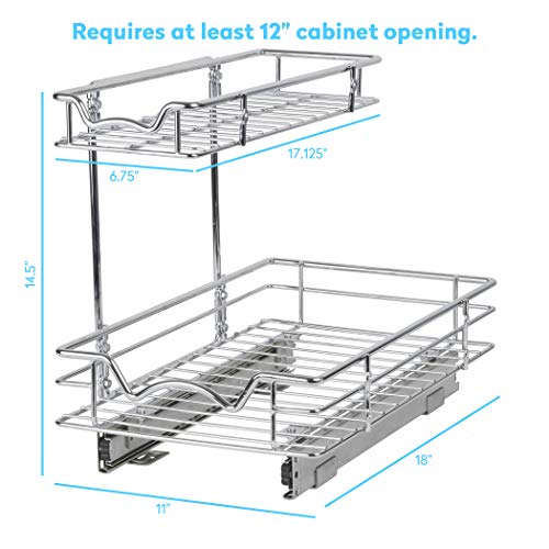 Richards Homewares Under Sink Pull-Out Sliding Shelf Organizer for Kitchen, Heavy Duty with 5 Year Limited Warranty -11.5”W x 18”D x 14.5”H, Requires at Least 12.5” W Cabinet Opening-Chrome - Thumbnail 6