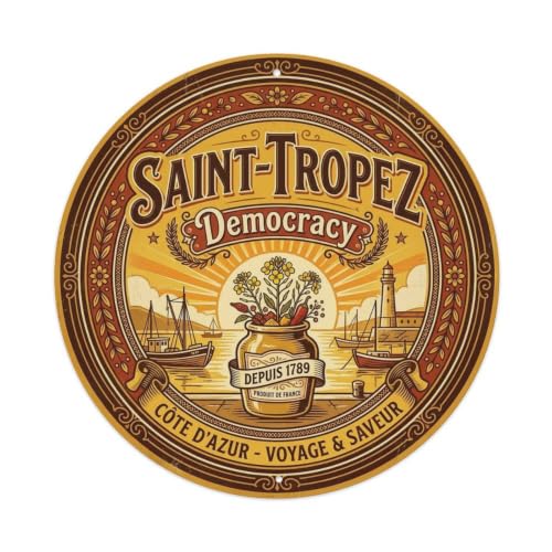 Médaillon de voyage sur la riviera à voile Saint Tropez - Décoration murale en métal pour café, grotte d'homme, bar, bureau, maison, jardin - 20,3 x 20,3...