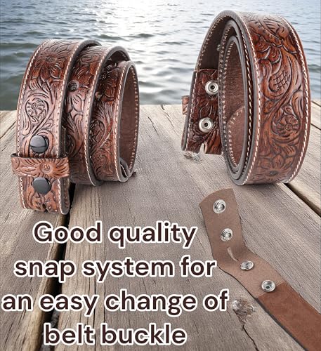 Image of F&L CLASSIC Western Belt without buckle for men - Full Grain Leather Cowboy Belts for jeans - One Piece Leather strap belt
